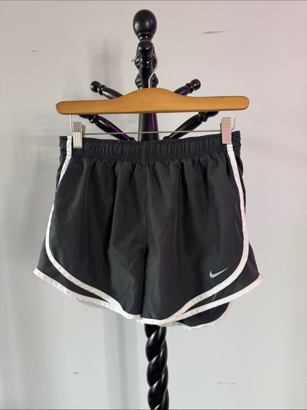 Nike Women's Black Athletic Shorts with White Trim 18.T